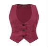 Allegra K Vintage Vest for Women's Button Up Jacquard Steampunk Suit Waistcoat with Pockets Large Burgundy view 1