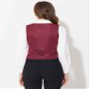 Allegra K Vintage Vest for Women's Button Up Jacquard Steampunk Suit Waistcoat with Pockets Large Burgundy view 3