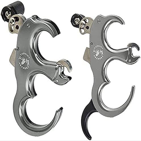 SHARROW Bow Release Aid 3/4 Fingers Automatic Archery Release Aluminium Alloy Thumb Trigger for Compound Bow Accessory (Gray)