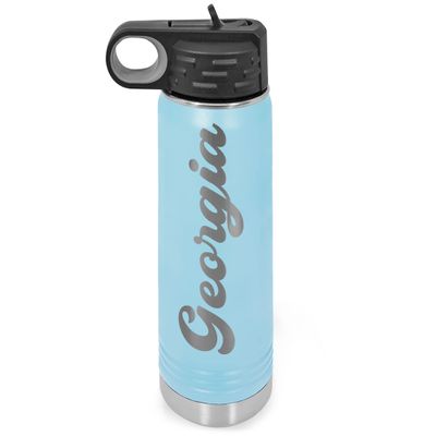 Personalized Water Bottles/Straw Vacuum Insulated Water Bottle Stainless Steel Sports Water Bottle 40 oz Light Blue