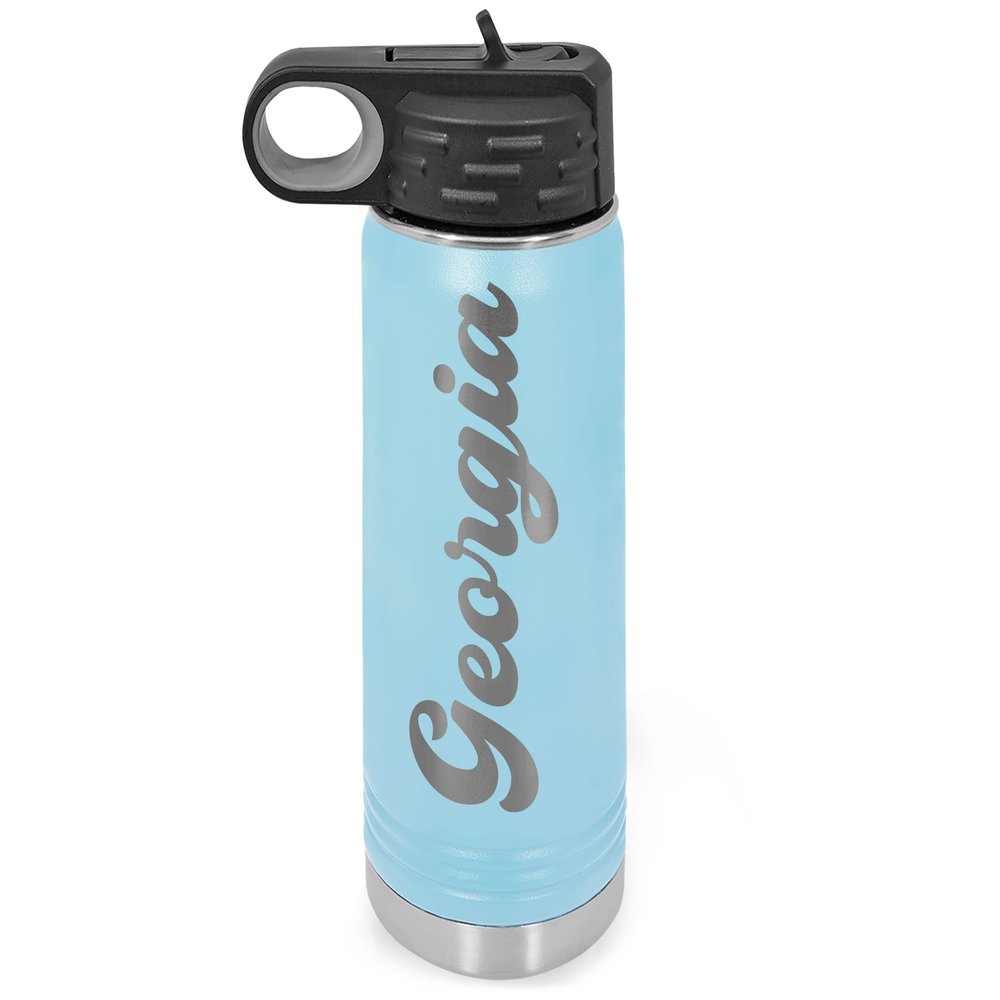 Personalized Water Bottles/Straw Vacuum Insulated Water Bottle Stainless Steel Sports Water Bottle 40 oz Light Blue