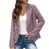 Women's Plaid Blazers Casual Long Sleeve Notch Lapel Button Slim Work Office Blazer Jacket Fall Cardigan Coat Tops view 1