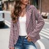 Women's Plaid Blazers Casual Long Sleeve Notch Lapel Button Slim Work Office Blazer Jacket Fall Cardigan Coat Tops view 2
