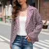 Women's Plaid Blazers Casual Long Sleeve Notch Lapel Button Slim Work Office Blazer Jacket Fall Cardigan Coat Tops view 3