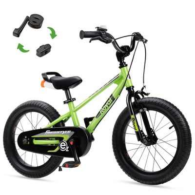 RoyalBaby EZ Kids Bike, 16 Inch Balance Pedal Convertable Bicycle, Easy Learn Balancing to Biking Boys Girls Ages 4-7 Years Beginners, 16" Wheel Green