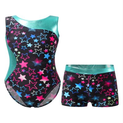 Kaerm Children Girls Two Piece Gymnastics Ballerina Outfits Sleeveless Yoga Suit Ballet Dance Leotard Starry Black A 6 Years