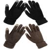 Geyoga 2 Pairs Women's Winter Touch Screen Gloves Soft Warm Fleece Lined Knit Elastic Cuff Winter Texting Gloves(Black, Coffee) view 1