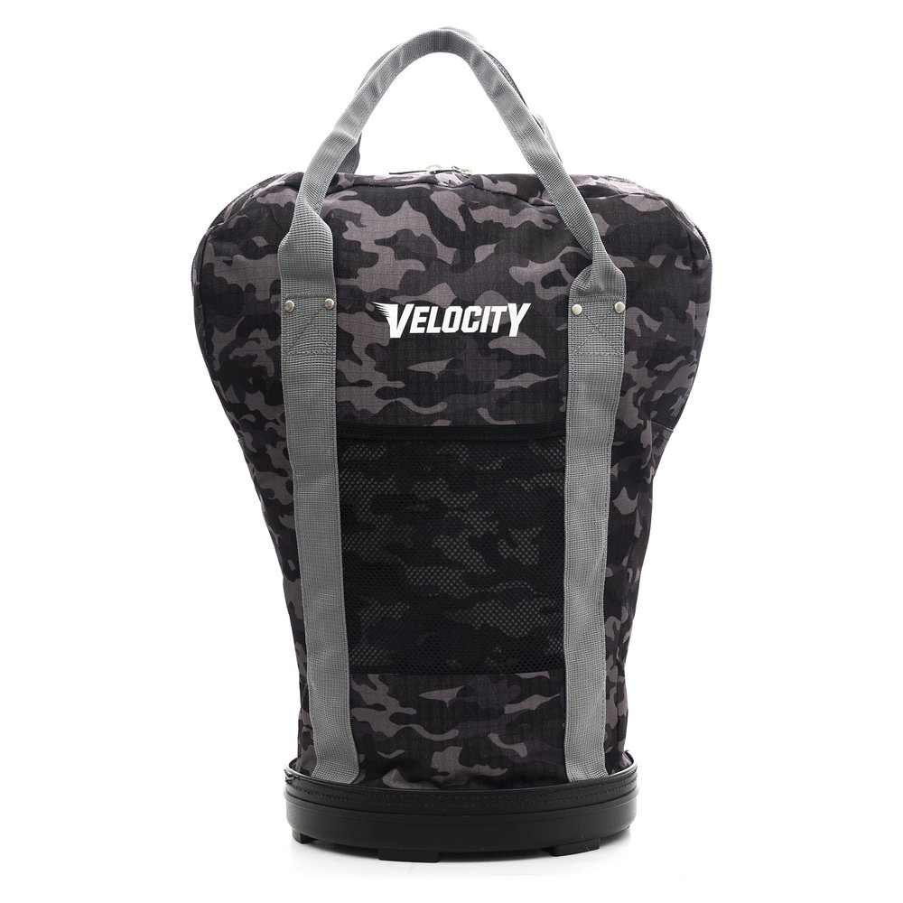 Velocity Heavy Duty Multipurpose Ball Bag with Durable Bottom - Holds up to 60-72 Balls - Ideal for Lacrosse, Baseball, Pickleball, Tennis & More, Black Camo