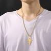Egyptian Cross Eye of Horus Pendant Necklace Key of Life Pendant Ankh Figaro Chain Ugarte Gold Religious Jewelry Stainless Steel (gold) view 3