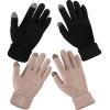 Geyoga 2 Pairs Women's Winter Touch Screen Gloves Soft Warm Fleece Lined Knit Elastic Cuff Winter Texting Gloves(Black, Caramel Color) view 1