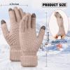 Geyoga 2 Pairs Women's Winter Touch Screen Gloves Soft Warm Fleece Lined Knit Elastic Cuff Winter Texting Gloves(Black, Caramel Color) view 2