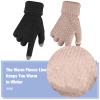 Geyoga 2 Pairs Women's Winter Touch Screen Gloves Soft Warm Fleece Lined Knit Elastic Cuff Winter Texting Gloves(Black, Caramel Color) view 3