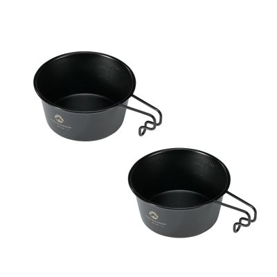 CAMPINGMOON 2pcs Set Stainless Steel Deep Type Camping Sierra Cup 15oz, 450ml Black BKS-360-2P