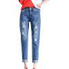 Maiyifu-GJ Women High Waist Ripped Skinny Jeans Boyfriend Slim Fit Washed Stretch Jean Juniors Distressed Pencil Denim Pants (Blue,34) view 1