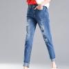 Maiyifu-GJ Women High Waist Ripped Skinny Jeans Boyfriend Slim Fit Washed Stretch Jean Juniors Distressed Pencil Denim Pants (Blue,34) view 3