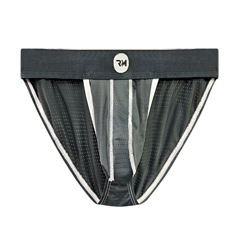 Real Mens Bikini Underwear - Bulge Enhancing Pouch Sport Brief 1 Pack Mesh Grey Mens String Bikini Underwear Size D Pouch - Large