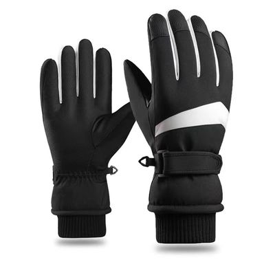 CLAPE Waterproof Mens Ski Gloves Winter Warm Snowboard Snowmobile Cold Weather Gloves Touchscreen Snow Gloves, Black(L)