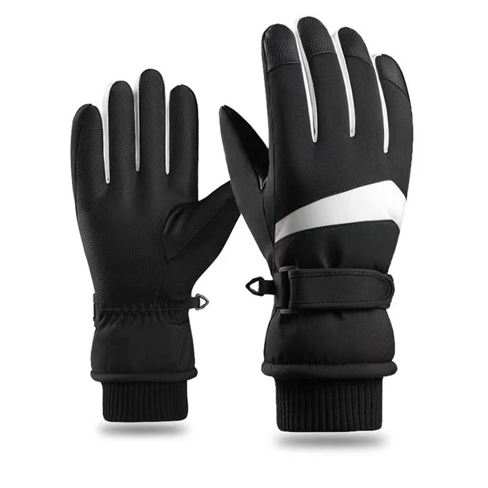 CLAPE Waterproof Mens Ski Gloves Winter Warm Snowboard Snowmobile Cold Weather Gloves Touchscreen Snow Gloves, Black(L)
