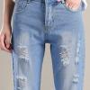 Maiyifu-GJ Ripped Jeans for Women Mid Waisted Skinny Straight Destroyed Denim Pants Slim Fit Distressed Stretch Jean Trouser (Light Blue,28) view 4