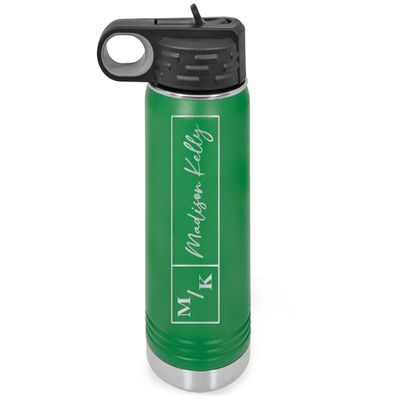 Personalized Water Bottles/Straw Vacuum Insulated Water Bottle Stainless Steel Sports Water Bottle 40 oz Green