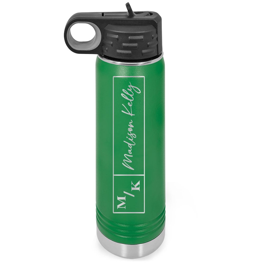 Personalized Water Bottles/Straw Vacuum Insulated Water Bottle Stainless Steel Sports Water Bottle 40 oz Green