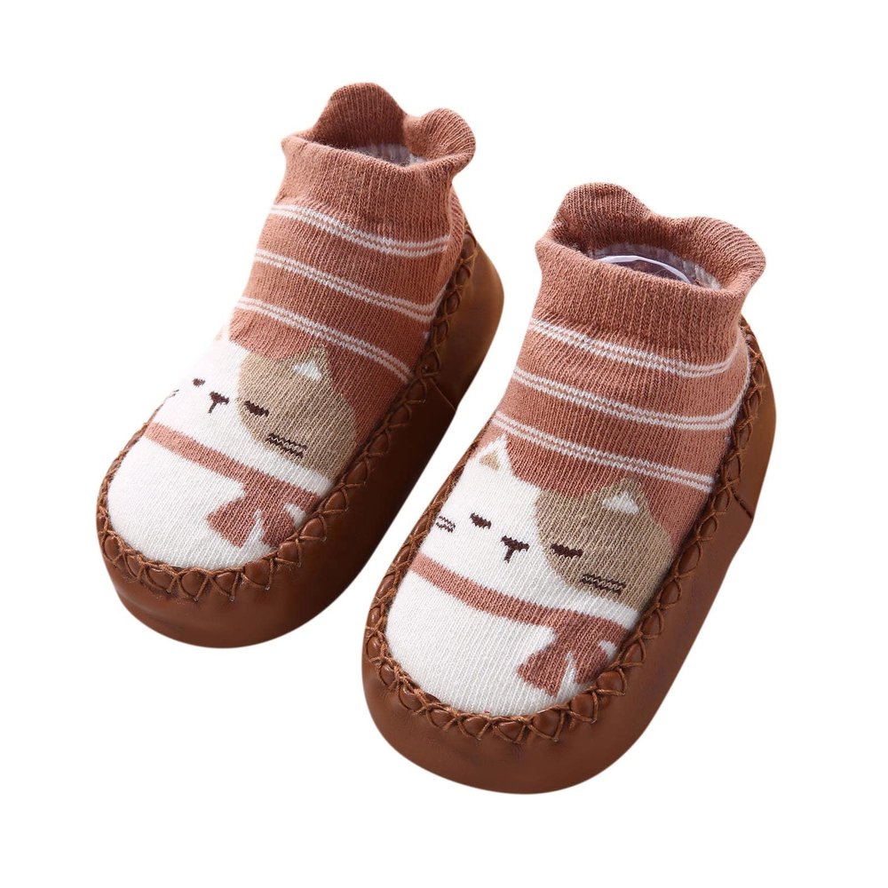 Autumn and Winter Cute Children Toddler Shoes Flat Bottom Non Slip Floor Sports Shoes Socks Shoes Warm Boys School Shoes (B, 12-18 Months)
