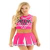 Moggemol Women Cheer Leader Costume Uniform Crop Top with Pleated Mini Skirt Cheerleading Dress Outfit Fuscia Large view 1