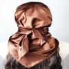 vabovin Women's Solid Stain Charmeuse Neckerchief 35" Square Neck Scarf Headscarf (Coffee) view 4