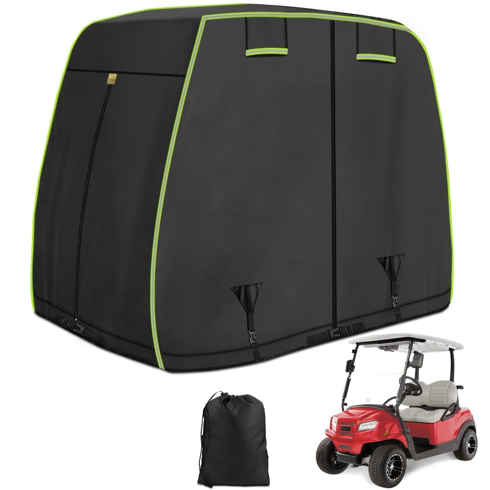 Golf Cart Covers 4 Passenger Fits for EZGO, Club Car, Yamaha Golf Cart, 420D Oxford Waterproof Golf Cart Covers with Reflective Strips, For Outdoor Windproof, Dustproof Golf Cart Cover 2/4 Passenger