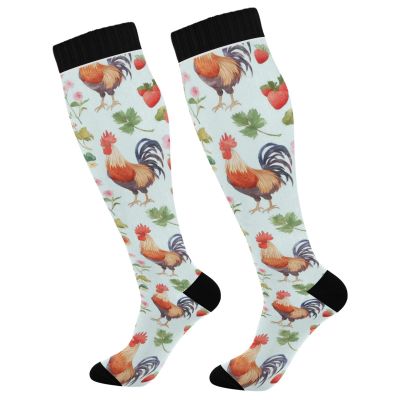 Wusikd Rooster Chicken Compression Socks for Women and Men Circulation Butterfly Long Socks for Athletic Running 1