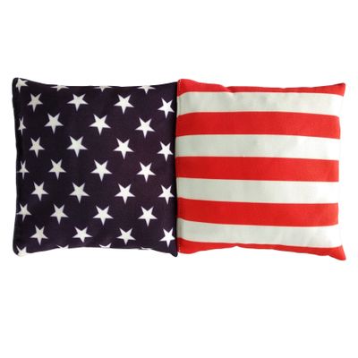 KHAMPA Set of 8 Regulation Cornhole Bags,Double Stiched - Standard Corn Hole Bean Bags for Tossing Game All Ages (Flag)
