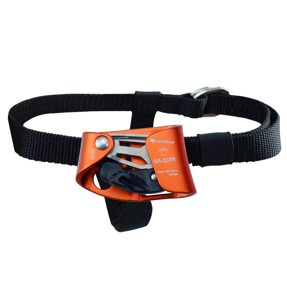 S.E.PEAK Foot Ascender Upgraded Foot Riser 140kgs Strong Rappelling Gear Equipment for Rock Climbing Tree Arborist, Climbing Rescue Caving, Mountaineering, 8~13MM Rope, Right Foot, 4kN, Orange