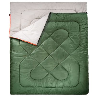Amazon Basics 40F Cool Weather Two-Person Sleeping Bag, 87 Inches x 59 Inches, Olive Green