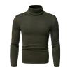 JEsilunmaMY Men's Turtleneck Sweatshirt Long Sleeve Fleece Casual Pullover Tops Solid Color Slimming Knitted Basic T-Shirt (Green,Large) view 1