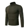 JEsilunmaMY Men's Turtleneck Sweatshirt Long Sleeve Fleece Casual Pullover Tops Solid Color Slimming Knitted Basic T-Shirt (Green,Large) view 3