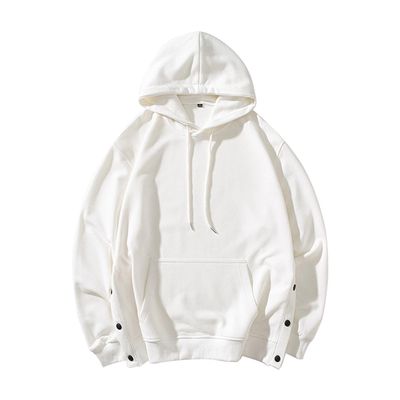 JEsilunmaMY Casual Sweatshirt for Men Fall Button Long Sleeve Sport Drawstring Hoodies Solid Color Pullover Tops with Pocket (White,3X-Large)