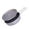 Boundless Voyage Titanium Non-Stick Frying Pan with Folding Handle Non-Stick Ceramic Coating Frypan Cooking Pot for Outdoor Camping Picnic Backpacking (L) with Lid view 1