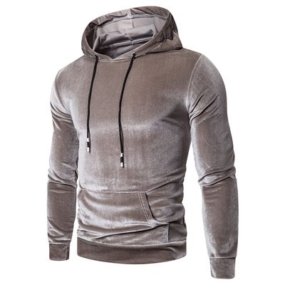 JEsilunmaMY Casual Fleece Hoodies for Men Long Sleeve Drawstring Pullovers with Pocket Solid Color Sports Outdoor Jumper Tops (Silver,Medium)
