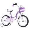 RoyalBaby Princess Girl Children's Bicycle Outdoor Ride-On Bike with Training Wheels, Kickstand, Adjustable Seat, and Basket, 16 Inch, Swan/Purple view 1