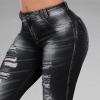 Maiyifu-GJ Women's Ripped Mid Rise Stretch Jeans Distressed Skinny Boyfriend Denim Pants Slim Fit Destroyed Butt Lifting Jean (Dark Grey,Medium) view 2