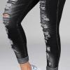 Maiyifu-GJ Women's Ripped Mid Rise Stretch Jeans Distressed Skinny Boyfriend Denim Pants Slim Fit Destroyed Butt Lifting Jean (Dark Grey,Medium) view 3