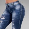 Maiyifu-GJ Women's Ripped Mid Rise Stretch Jeans Distressed Skinny Boyfriend Denim Pants Slim Fit Destroyed Butt Lifting Jean (Dark Blue,5X-Large) view 2