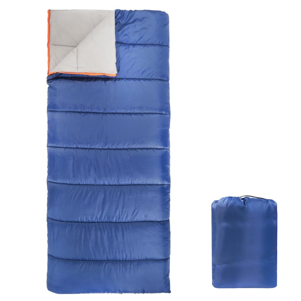 Amazon Basics 30F Cool Weather Sleeping Bag for Adults, Warm and Comfortable, Compact Lightweight, 75" x 33", Blue
