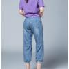 Maiyifu-GJ Women's Classic Pull-on Cropped Jeans Elastic Waist Bloomers Denim Pants Lightweight Drawstring Jean Trousers (Light Blue,Small) view 3