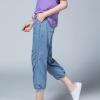 Maiyifu-GJ Women's Classic Pull-on Cropped Jeans Elastic Waist Bloomers Denim Pants Lightweight Drawstring Jean Trousers (Light Blue,Small) view 4
