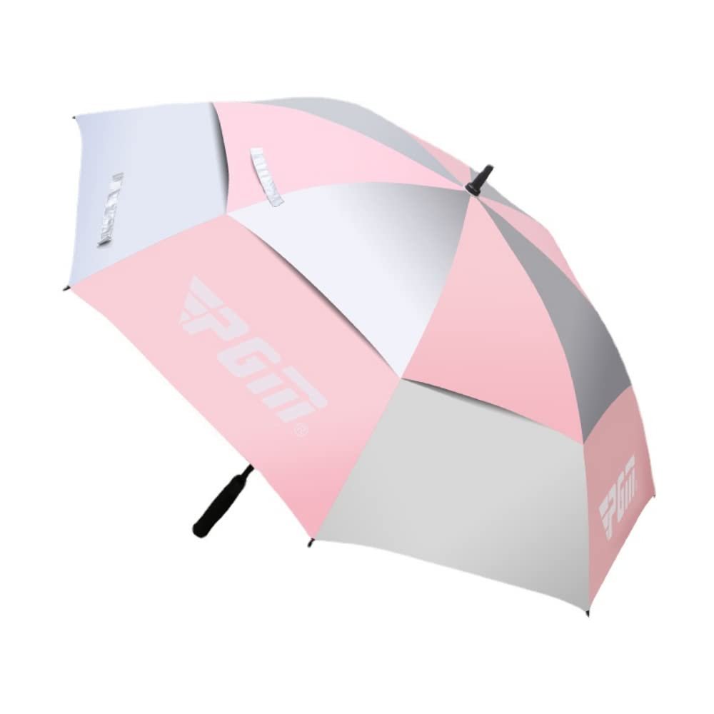 OLINEW Golf Umbrella Double-layer Wear-resistant Rain-proof Sunscreen Fiberglass Outdoor Sports Automatic Manual Umbrella (automatic pink)