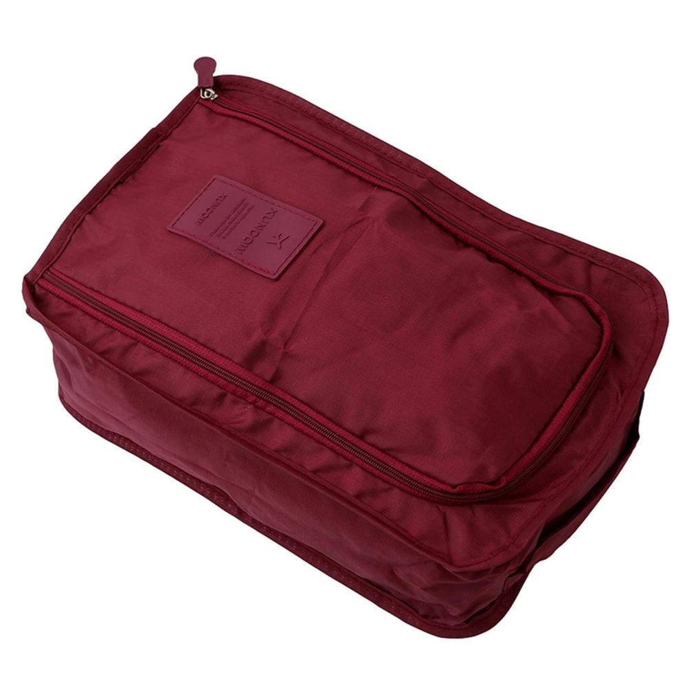 Ellylian Travel Shoe Bags Foldable Waterproof Nylon With Zipper For Men & Women,Wine Red