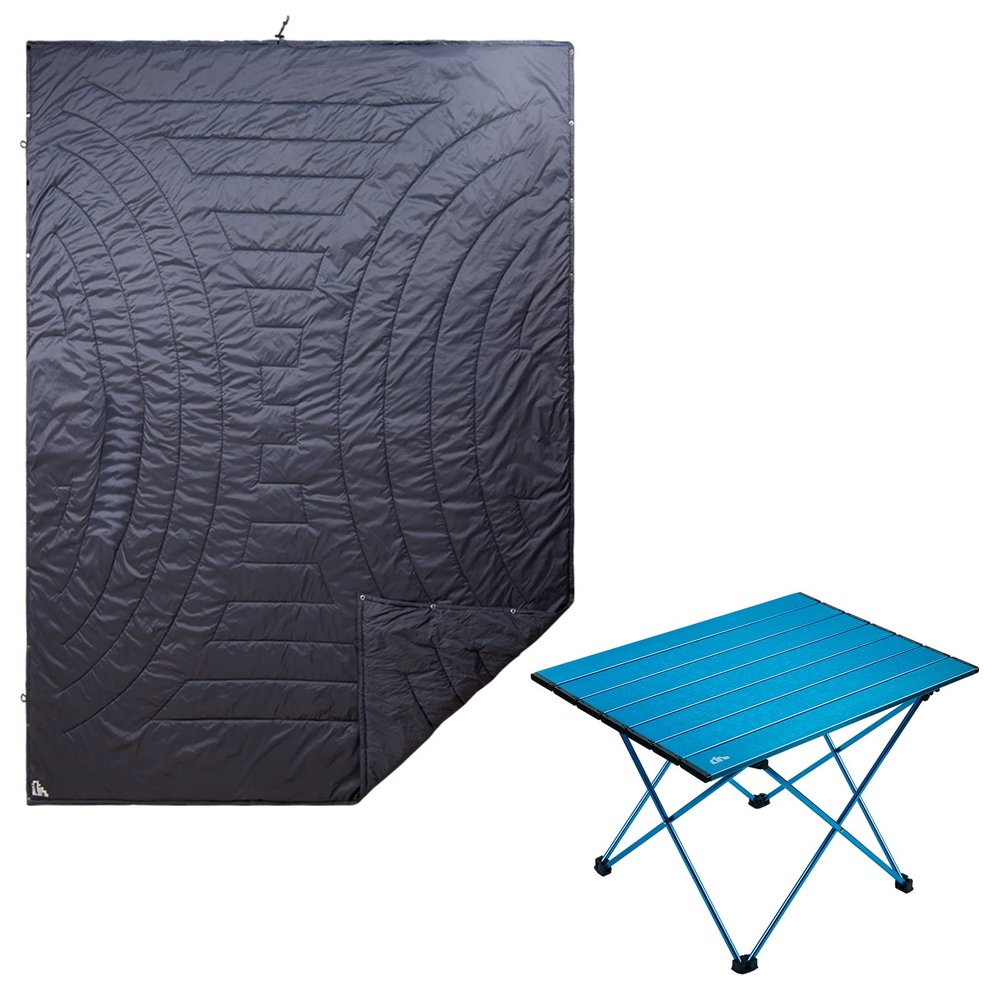 iClimb 1 Folding Table and 1 3M Thinsulate Insulation Warm Camping Blanket Bundle, Ultralight Compact for Single Adult Outdoor Camping Backpacking Hiking Beach Concert Motorcycling