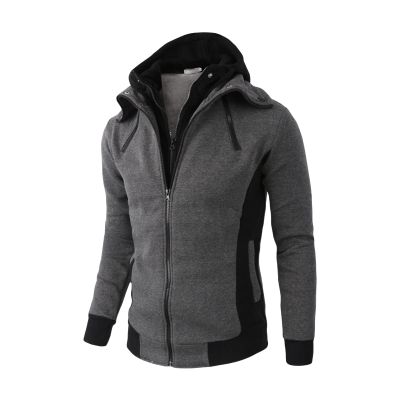 JEsilunmaMY Mens Slim Fit Hoodies Full Zip Long Sleeve Casual Sports Cardigan Sweatshirt Soft Cotton Outdoor Hooded Jackets (Dark Grey,Large)