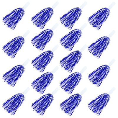 18PCS Cheerleading Pom Poms Metallic Foil Plastic Pom Poms with Baton Handle for Game Sports Squads Dancing Party Football Basketball Club Spirit Sports Stage Performance Celebration (Blue and White)